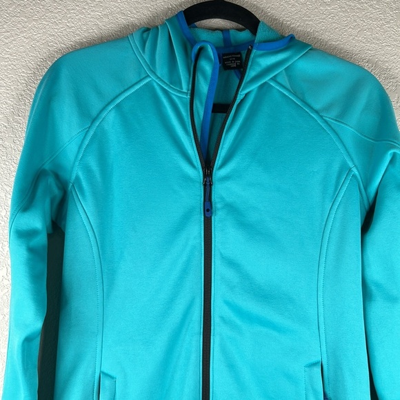 Mountain Hardwear Women's Turquoise Long Sleeve Fleece Hoodie Jacket Size M - Picture 2 of 10